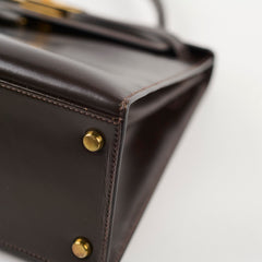 Hermes Kelly 28 Ebene Handbag Box Leather - J Circle Stamp