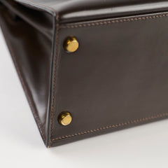 Hermes Kelly 28 Ebene Handbag Box Leather - J Circle Stamp