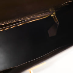 Hermes Kelly 28 Ebene Handbag Box Leather - J Circle Stamp