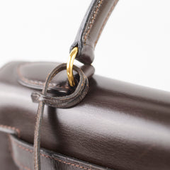 Hermes Kelly 28 Ebene Handbag Box Leather - J Circle Stamp