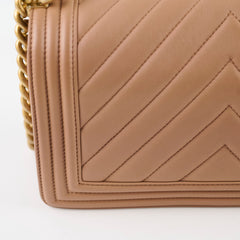 Chanel Medium Lambskin Chevron Old Boy Beige