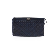 Chanel Boy Lambskin O-Case Mettalic Navy