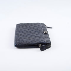 Chanel Boy Lambskin O-Case Mettalic Navy