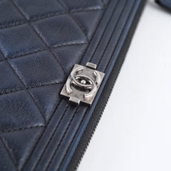 Chanel Boy Lambskin O-Case Mettalic Navy