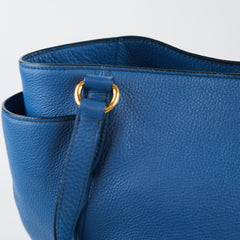 Prada Vitello Daino Side Pocket Tote Blue