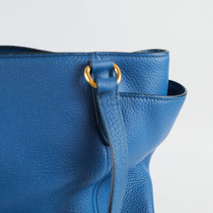 Prada Vitello Daino Side Pocket Tote Blue