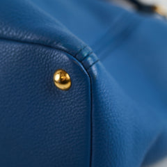 Prada Vitello Daino Side Pocket Tote Blue