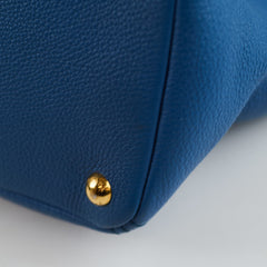 Prada Vitello Daino Side Pocket Tote Blue