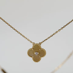 Van Cleef & Arpels Van Cleef and Arpels Vintage Holiday Alhambra Gold Mother Of Pearl Diamond Yellow Gold Necklace