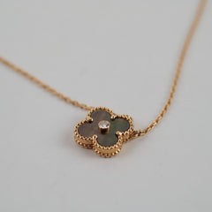 Van Cleef & Arpels Van Cleef and Arpels Vintage Alhambra Holiday Grey Mother Of Pearl Diamond Necklace