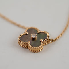 Van Cleef & Arpels Van Cleef and Arpels Vintage Alhambra Holiday Grey Mother Of Pearl Diamond Necklace