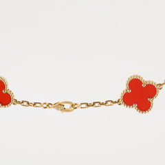 Van Cleef &Arpels Vintage Alhambra Carnelian 10 Motif Necklace