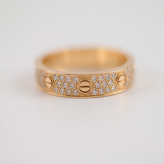 Cartier Classic Love Pave Rose Gold Size 54 Ring