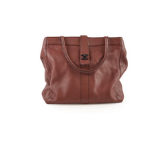 Chanel Vintage CC Turnlock Tote Brown