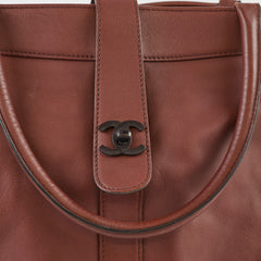 Chanel Vintage CC Turnlock Tote Brown