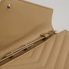 Saint Laurent Cassandre Chain Wallet on Chain WOC Beige
