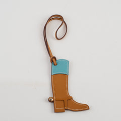 Hermès Paddock Boots Bag Charm Celeste/Bleu Jean