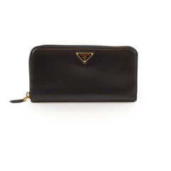 Prada Long Smooth Black Wallet