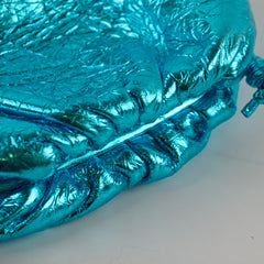 Bottega venetta Mini Metallic Blue Crushed Crossbody Pouch