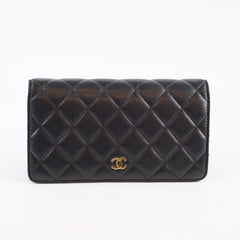 Chanel Long Lambskin Black Wallet