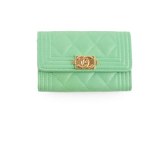 Chanel Boy Lambskin Green Wallet