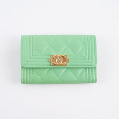 Chanel Boy Lambskin Green Wallet