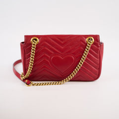 Gucci Marmont Small Matelassé Shoulder Bag Red