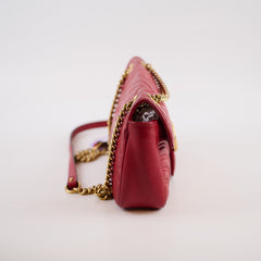 Gucci Marmont Small Matelassé Shoulder Bag Red