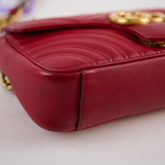 Gucci Marmont Small Matelassé Shoulder Bag Red