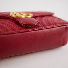 Gucci Marmont Small Matelassé Shoulder Bag Red
