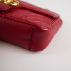 Gucci Marmont Small Matelassé Shoulder Bag Red