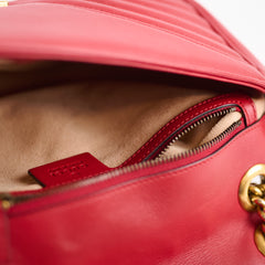 Gucci Marmont Small Matelassé Shoulder Bag Red