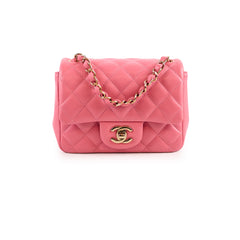 Chanel Mini Square Lambskin Pink Microchip