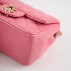 Chanel Mini Square Lambskin Pink Microchip
