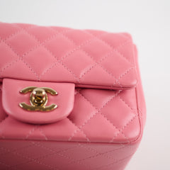 Chanel Mini Square Lambskin Pink Microchip