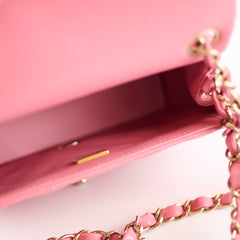 Chanel Mini Square Lambskin Pink Microchip