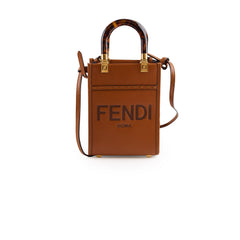 Fendi Mini Sunshine Shopper Tote Brown