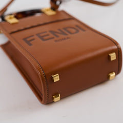 Fendi Mini Sunshine Shopper Tote Brown