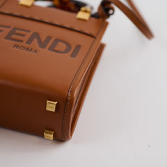 Fendi Mini Sunshine Shopper Tote Brown