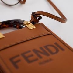 Fendi Mini Sunshine Shopper Tote Brown