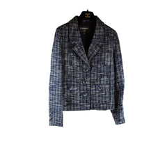 Chanel Fantasy Tweed Jacket Black/Navy/White Size 36