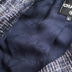 Chanel Fantasy Tweed Jacket Black/Navy/White Size 36