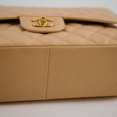 Chanel Double Flap Jumbo Beige Caviar GHW (2012)