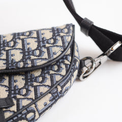 Christian Dior Men's Oblique Saddle Bag Navy