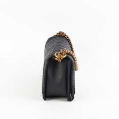 Chanel Old Medium Boy Caviar Chevron Black