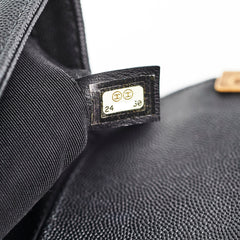 Chanel Old Medium Boy Caviar Chevron Black