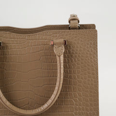 Saint Laurent Uptown Croc Embossed Tote Small Taupe