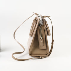 Saint Laurent Uptown Croc Embossed Tote Small Taupe