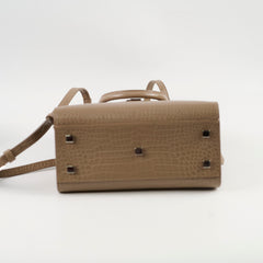 Saint Laurent Uptown Croc Embossed Tote Small Taupe