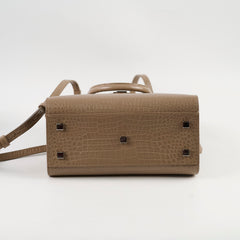 Saint Laurent Uptown Croc Embossed Tote Small Taupe